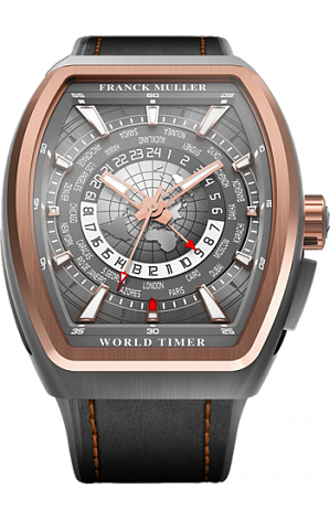 Replica Franck Muller New Vanguard World Timer GMT watch V45 TT 5N GMT